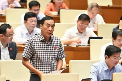 Đại biểu Phạm Văn Hòa (đoàn Đồng Tháp) phát biểu ý kiến tại hội trường. (Ảnh: BÙI GIANG)