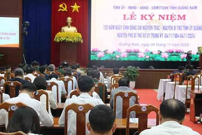 Quang cảnh lễ kỷ niệm 120 năm Ngày sinh đồng chí Nguyễn Trác, nguyên Bí thư Tỉnh ủy, Phó Bí thư xứ ủy Trung Kỳ.