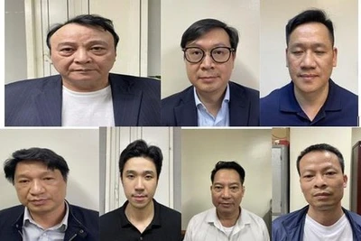 Đỗ Anh Dũng cùng các bị can trong vụ án. 