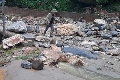 Hiện trường xảy ra lũ ống ở xã Liên Minh, thị xã Sa Pa.