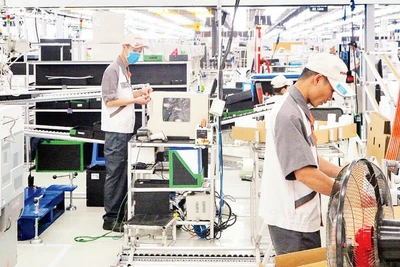 Lao động tham gia sản xuất tại khu công nghiệp VSIP Hải Phòng. (Ảnh: Quang Dũng)