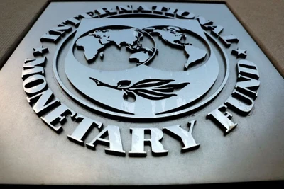 Logo của Quỹ Tiền tệ quốc tế (IMF) tại Washington, Hoa Kỳ, ngày 4/9/2018. (Ảnh: Reuters)