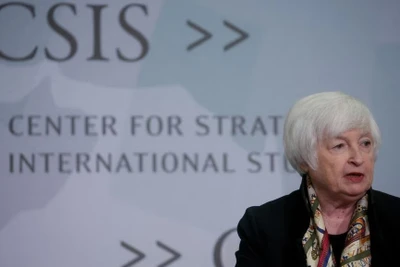 Bộ trưởng Tài chính Hoa Kỳ Janet Yellen tại Trung tâm Nghiên cứu chiến lược và quốc tế (CSIS) ở Washington, Hoa Kỳ, ngày 9/2/2023. (Ảnh: Reuters)