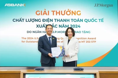 ABBANK nhận giải “Chất lượng điện Thanh toán quốc tế xuất sắc 2024” từ JP Morgan với thành tích tỷ lệ điện thanh toán quốc tế đạt chuẩn năm 2024 lên tới 98%.