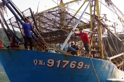 Tàu cá QNa 91769 TS cập cảng Đề Gi.