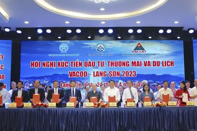 Trong khuôn khổ Hội nghị xúc tiến đầu tư, VACOD và hiệp hội doanh nghiệp 12 địa phương ký kết thỏa thuận hợp tác.
