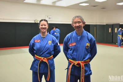 Hai cha con võ sư Trương Anh Tuấn - Trương Thủy Tiên. (Ảnh: Minh Duy)