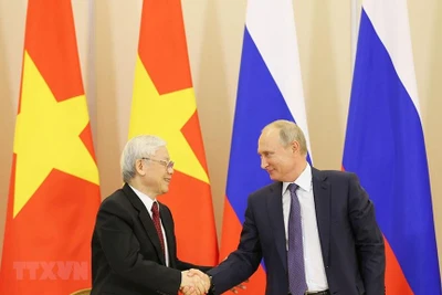 Tổng Bí thư Nguyễn Phú Trọng và Tổng thống Putin tại Sochi, Liên bang Nga, tháng 9/2018. (Ảnh: TTXVN) 