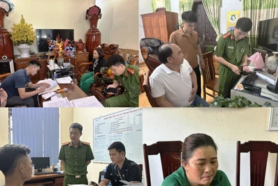 Hình ảnh lực lượng Công an đấu tranh với các đối tượng cho vay nặng lãi trong giao dịch dân sự và tổ chức, đánh bạc.