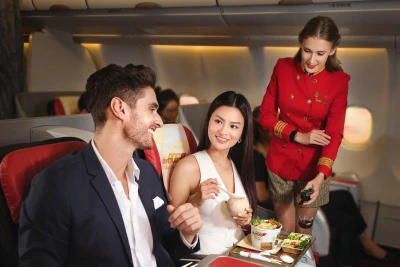 Dịch vụ SkyBoss Business chất lượng trên tàu bay A330 của Vietjet.