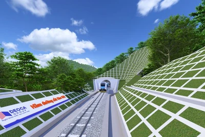 Phối cảnh hầm Khe Nét trên tuyến đường sắt bắc-nam.