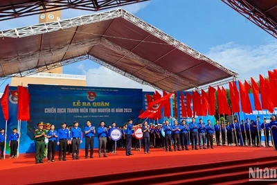 Nghi thức phát động Chiến dịch Thanh niên tình nguyện hè 2023 tại cực nam Tổ quốc vào sáng 27/5.