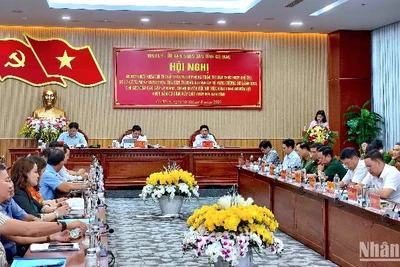 Quang cảnh hội nghị sơ kết chỉ thị đặc thù tại Cà Mau vào chiều 28/3.