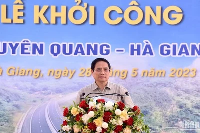 Thủ tướng Phạm Minh Chính phát biểu ý kiến tại Lễ khởi công. (Ảnh: Trần Hải)