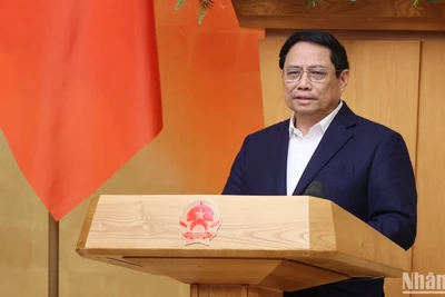 Thủ tướng Phạm Minh Chính chủ trì Phiên họp chuyên đề về xây dựng pháp luật tháng 12/2023. (Ảnh: TRẦN HẢI)