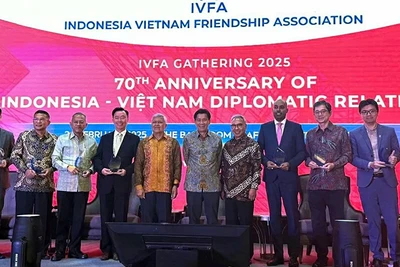 Lễ kỷ niệm 70 năm thiết lập quan hệ ngoại giao giữa Việt Nam và Indonesia tại Thủ đô Jakarta. (Ảnh BỘ NGOẠI GIAO)