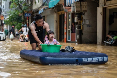 Ảnh hưởng của cơn bão khiến tỉnh Thái Nguyên bị ngập sâu. 