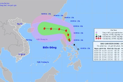 Vị trí và hướng di chuyển của bão Yagi. (Nguồn: nchmf.gov.vn)