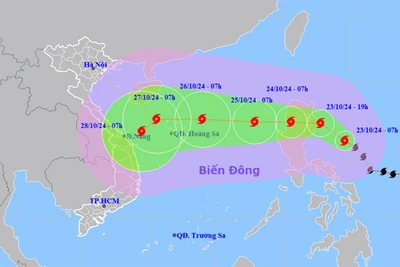Vị trí và hướng di chuyển của bão Trà Mi. (Nguồn: nchmf.gov.vn) 
