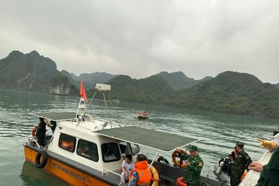 Lực lượng cứu nạn tham gia cứu hộ trong vụ máy bay rơi. Ảnh: Phạm Đức