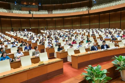 Toàn cảnh hội trường ngày làm việc thứ 2 (ngày 22/10/2024), Kỳ họp thứ tám Quốc hội khóa XV. Ảnh: Nghĩa Đức