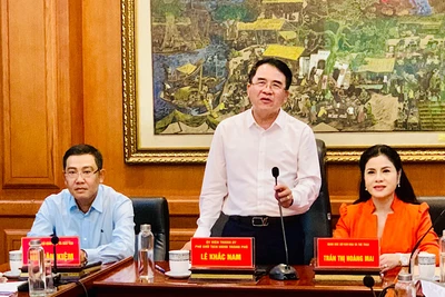 Phó Chủ tịch Ủy ban nhân dân thành phố Hải Phòng Lê Khắc Nam, Trưởng Ban tổ chức chia sẻ về công tác chuẩn bị Hội khỏe Phù Đổng toàn quốc lần thứ X năm 2024 tại Hải Phòng.