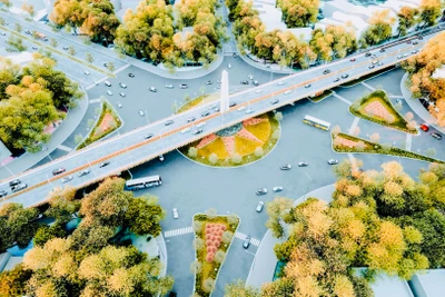 Phối cảnh nút giao khác mức tại ngã tư đường Tôn Đức Thắng-Máng Nước-Quốc lộ 5 vừa được khởi công xây dựng.