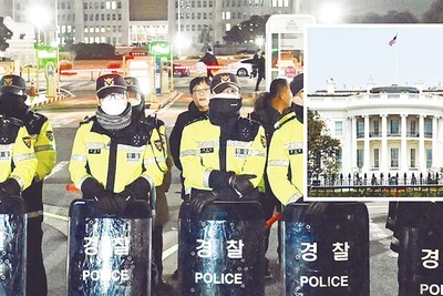 Cảnh sát Hàn Quốc tăng cường bảo vệ Nhà Quốc hội ở thủ đô Seoul.