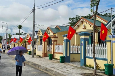 Một góc khu tái định cư của đồng bào sinh sống trên sông ở xã Thiệu Vũ, huyện Thiệu Hóa.