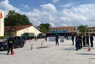 Đoàn công tác của Trung tâm vì sự tiến bộ của Cảnh sát quan sát hoạt động đào tạo và huấn luyện của lực lượng Cảnh sát gìn giữ hòa bình Liên hợp quốc. (Ảnh: VNFPU1)