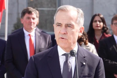 Thủ tướng Canada Mark Carney phát biểu trước báo giới trong một sự kiện ở Ottawa. (Ảnh: Tân Hoa xã)