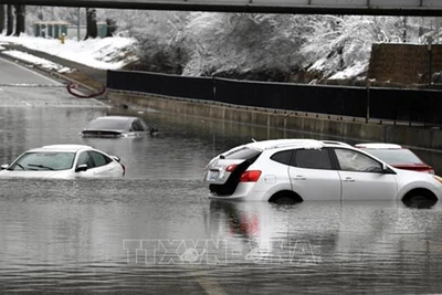 Lũ lụt do bão gây ra tại bang Kentucky, Mỹ ngày 16/2/2025. (Ảnh: AP/TTXVN)