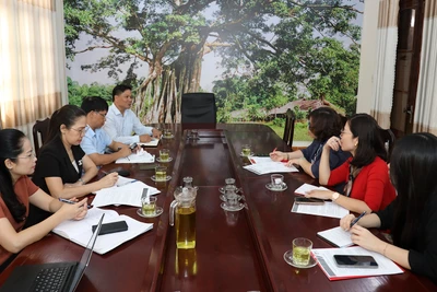 Lãnh đạo Sở Giáo dục và Đào tạo tỉnh Tuyên Quang trao đổi với đại diện Đại học Anh quốc Việt Nam.