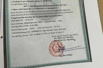 Đối tượng giả mạo số giấy phép lữ hành quốc tế.