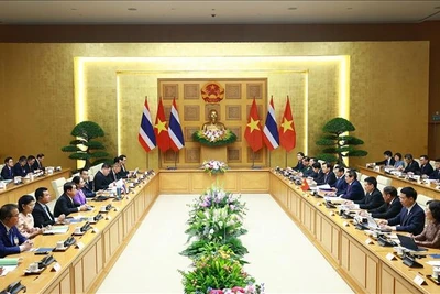 Thủ tướng Phạm Minh Chính và Thủ tướng Thái Lan Paetongtarn Shinawatra đồng chủ trì Kỳ họp lần thứ tư Nội các chung Việt Nam-Thái Lan. (Ảnh: Dương Giang/TTXVN)