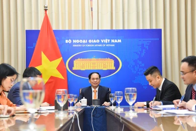 Bộ trưởng Ngoại giao Bùi Thanh Sơn điện đàm với Ủy viên Quốc vụ, Bộ trưởng Ngoại giao Trung Quốc Tần Cương. (Nguồn: Báo Thế giới và Việt Nam)