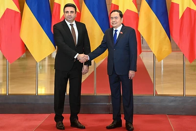 Chủ tịch Quốc hội Trần Thanh Mẫn và Chủ tịch Quốc hội Cộng hòa Armenia Alen Simonyan tại buổi hội đàm. (Ảnh: DUY LINH)