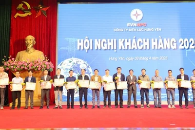 Công ty Điện lực Hưng Yên đã trao giấy khen của Tổng Công ty Điện lực miền Bắc tới 16 khách hàng tiêu biểu trong công tác điều chỉnh phụ tải. 