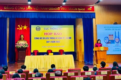 Cục trưởng Cục Thống kê (Bộ Tài chính) Nguyễn Thị Hương công bố số liệu thống kê.