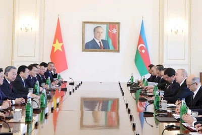 Tổng Bí thư Tô Lâm hội đàm với Tổng thống Azerbaijan Ilham Aliyev. (Ảnh: Thống Nhất/TTXVN)