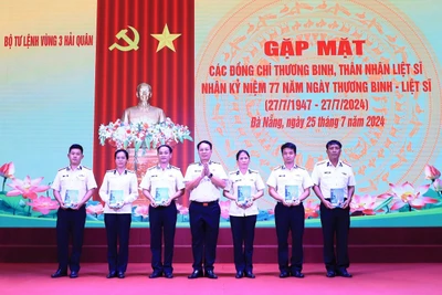Thủ trưởng Bộ Tư lệnh Vùng 3 Hải quân gặp mặt, động viên các đồng chí là thương binh, thân nhân liệt sĩ đang công tác tại Vùng.
