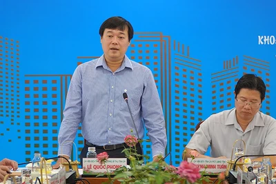 Bí thư Tỉnh ủy Đồng Tháp Lê Quốc Phong phát biểu tại buổi làm việc với Sở Khoa học và Công nghệ. (Ảnh: HỮU NGHĨA)