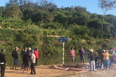 Hồ nước nơi xảy ra vụ đuối nước khiến 4 em học sinh tử vong thương tâm.