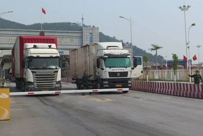 Xe chở hàng hóa xuất, nhập khẩu qua cửa khẩu Chi Ma, Lộc Bình, Lạng Sơn.