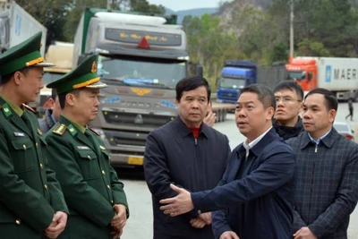 Đồng chí Đoàn Thanh Sơn, Phó Chủ tịch Ủy ban nhân dân tỉnh lạng Sơn, kiểm tra công tác xuất, nhập khẩu tại cửa khẩu quốc tế Hữu Nghị.