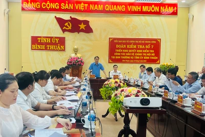 Đoàn kiểm tra số 7 của Tiểu Ban bảo vệ chính trị nội bộ Trung ương làm việc với Tỉnh ủy Bình Thuận.