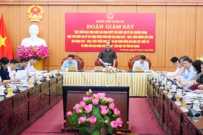 Phó Chủ tịch Quốc hội Trần Quang Phương phát biểu tại buổi làm việc với lãnh đạo tỉnh Hà Giang.