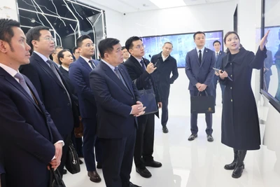 Phó Thủ tướng Chính phủ Nguyễn Chí Dũng thăm và làm việc tại Khu thí điểm thương mại tự do (FTZ) Ninh Ba thuộc tỉnh Chiết Giang. 