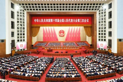 Toàn cảnh phiên khai mạc kỳ họp Quốc hội Trung Quốc sáng 5/3. (Ảnh: Tân Hoa Xã)