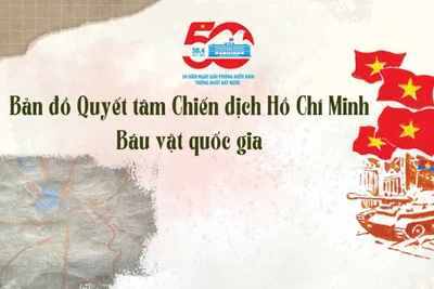 [Infographic] Bản đồ Quyết tâm Chiến dịch Hồ Chí Minh - Bảo vật quốc gia 